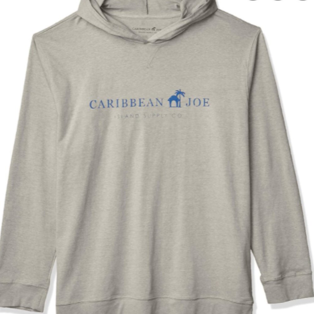 Caribbean Joe Men's hooded grey T-shirt NWT XL